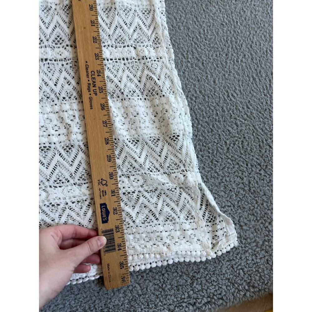 Soma Coverup Mini Dress Medium Crochet Open Knit Sheer Long Sleeve White Beach - Picture 12 of 14